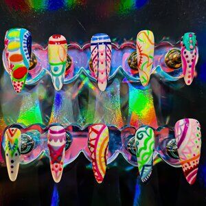 Neon medium stiletto nails